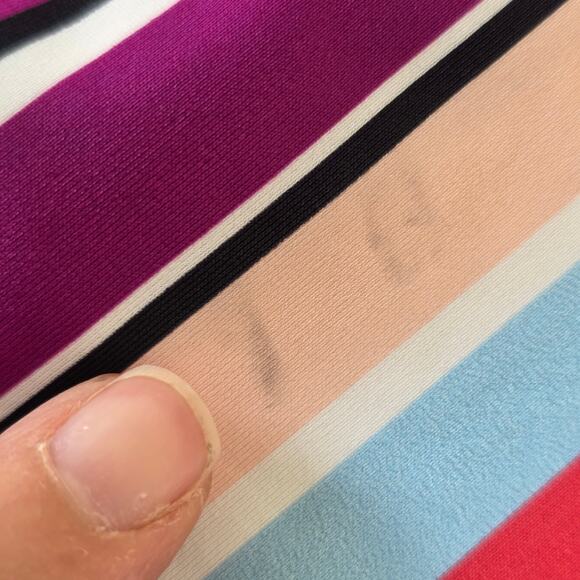 Torrid One Piece Rash Guard Swimsuit Black Multicolor Stripe Women Size 0 Zip - Picture 12 of 12